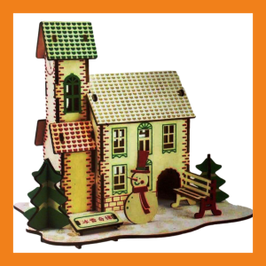 3D Wooden puzzle (Snowy House)
